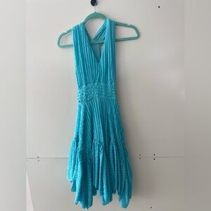 Girls 8 boutique Pixie Girl Aqua twirl dress beach EUC